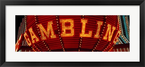 Framed Close-up of a neon sign of gambling, Las Vegas Print