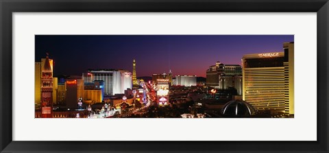 Framed Buildings Lit Up At Night, Las Vegas, Nevada, USA (purple sky) Print