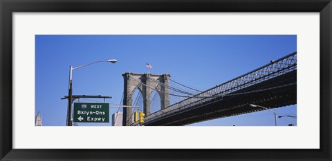 Framed Low angle view of a bridge, Brooklyn Bridge, Manhattan, New York City, New York State, USA Print