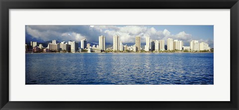 Framed Buildings at the waterfront, Honolulu Print