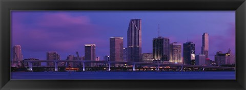 Framed Buildings At The Waterfront, Miami, Florida, USA (purple sky) Print