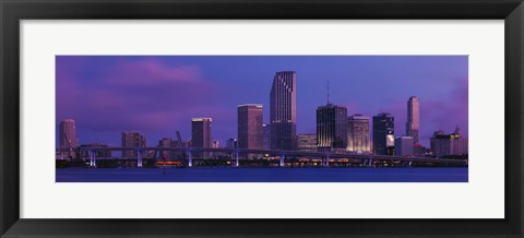 Framed Buildings At The Waterfront, Miami, Florida, USA (purple sky) Print