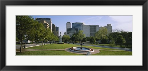 Framed Fountain In A Park, Austin, Texas, USA Print