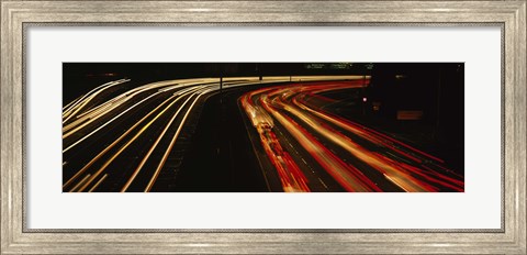 Framed High angle view of traffic on a road at night, Oakland, California, USA Print