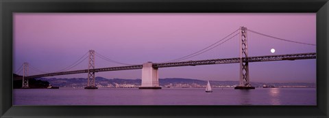 Framed Suspension bridge over a bay, Bay Bridge, San Francisco, California, USA Print