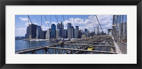 Framed Traffic on a bridge, Brooklyn Bridge, Manhattan, New York City, New York State Print