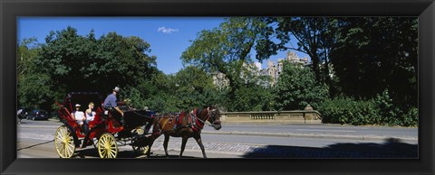 Framed Tourists Traveling In A Horse Cart, NYC, New York City, New York State, USA Print