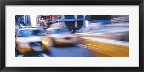 Framed Yellow taxis on the road, Times Square, Manhattan, New York City, New York State, USA Print