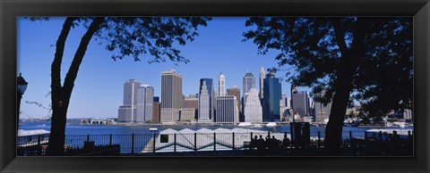 Framed Skyscrapers on the waterfront in Manhattan, New York City Print