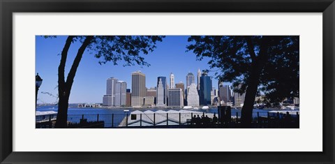 Framed Skyscrapers on the waterfront in Manhattan, New York City Print