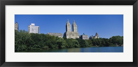 Framed Buildings on the bank of a lake, Manhattan, New York City, New York State, USA Print