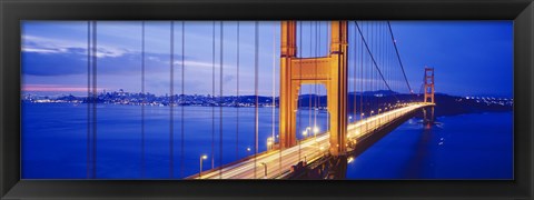 Framed Golden Gate Bridge Lit Up (close up view) Print