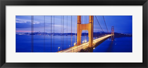 Framed Golden Gate Bridge Lit Up (close up view) Print