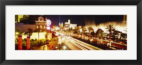 Framed Buildings in a city lit up at night, Las Vegas, Nevada Print