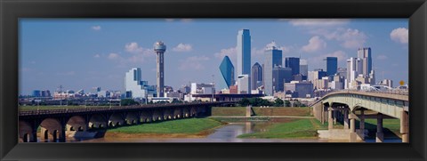 Framed Office Buildings In A City, Dallas, Texas, USA Print