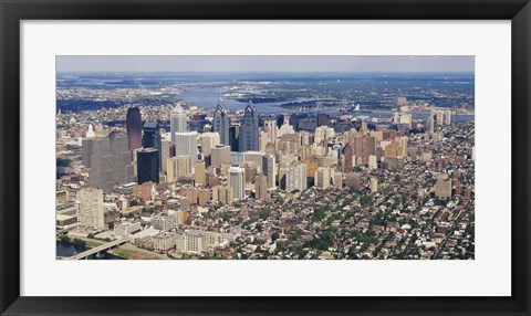 Framed Aerial view of a city, Philadelphia, Pennsylvania Print