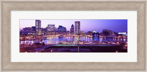 Framed Inner Harbor, Baltimore, Maryland at Night Print