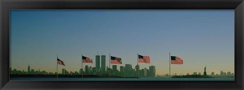 Framed American flags in a row, New York City, New York State, USA Print