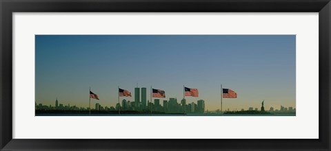 Framed American flags in a row, New York City, New York State, USA Print