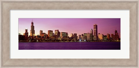 Framed Skyline At Sunset, Chicago, Illinois, USA Print