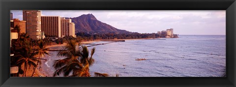 Framed Waikiki Beach, Oahu, Hawaii Print