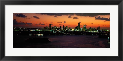 Framed Miami at night, Florida Print