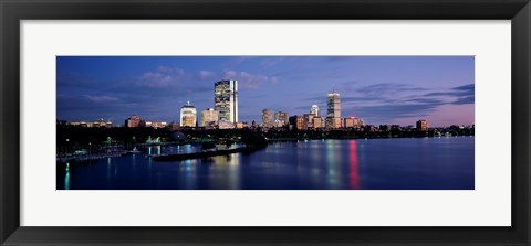 Framed Buildings On The Waterfront At Dusk, Boston, Massachusetts, USA Print