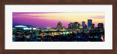 Framed Phoenix Skyline at Night Print