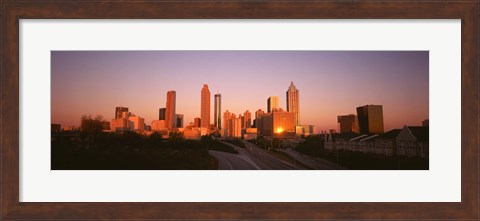 Framed Sun reflecting off skyscrapers in Atlanta, Georgia, USA Print