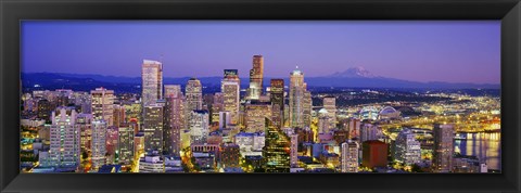 Framed Seattle Lit up, Washington State Print