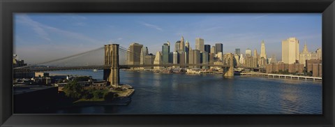 Framed Bridge Across A River, Brooklyn Bridge, NYC, New York City, New York State, USA Print