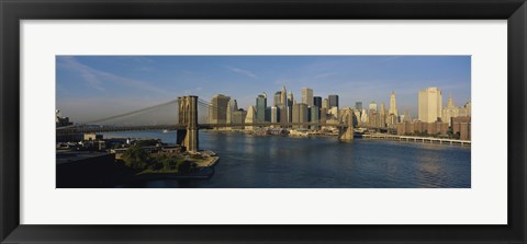 Framed Bridge Across A River, Brooklyn Bridge, NYC, New York City, New York State, USA Print