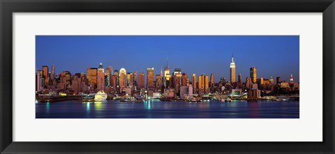 Framed Panoramic View of New York City from the Water at Night Print