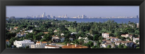 Framed High Angle View Of The City, Miami, Florida, USA Print