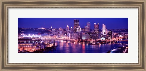 Framed USA, Pennsylvania, Pittsburgh at Dusk Print