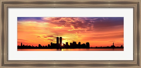 Framed US, New York City, skyline, sunrise Print