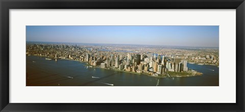 Framed USA, New York, New York City, Aerial view of Lower Manhattan Print