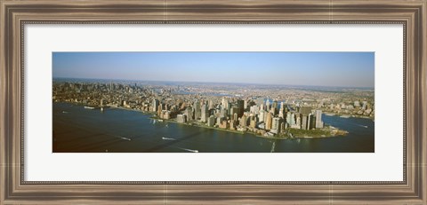 Framed USA, New York, New York City, Aerial view of Lower Manhattan Print