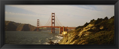 Framed Bridge over a bay, Golden Gate Bridge, San Francisco, California Print