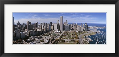 Framed USA, Illinois, Chicago, Millennium Park, Pritzker Pavilion, aerial view of a city Print