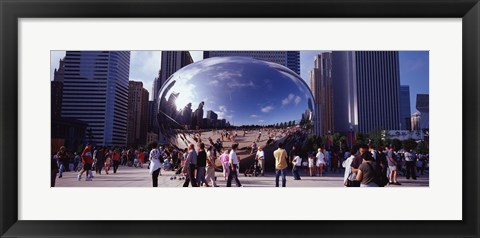 Framed USA, Illinois, Chicago, Millennium Park, SBC Plaza, Tourists walking in the park Print