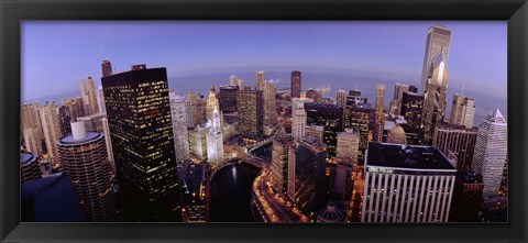 Framed USA, Illinois, Chicago, Chicago River, High angle view of the city Print