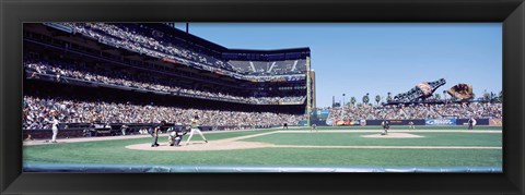 Framed USA, California, San Francisco, SBC Ballpark, Spectator watching the baseball game in the stadium Print