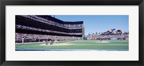 Framed USA, California, San Francisco, SBC Ballpark, Spectator watching the baseball game in the stadium Print