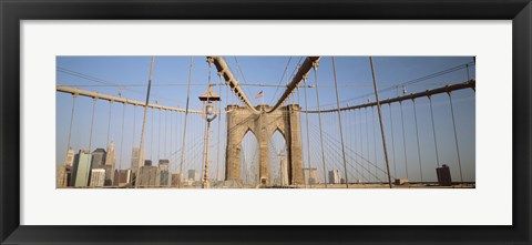 Framed USA, New York State, New York City, Brooklyn Bridge at dawn Print