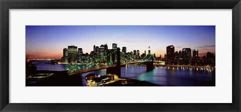 Framed High Angle View Of Brooklyn Bridge, NYC, New York City, New York State, USA Print