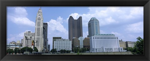 Framed USA, Ohio, Columbus, Clouds over tall building structures Print