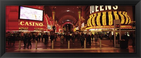 Framed USA, Nevada, Las Vegas, The Fremont Street, Large group of people at a market street Print