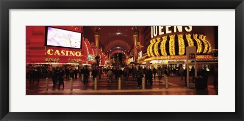 Framed USA, Nevada, Las Vegas, The Fremont Street, Large group of people at a market street Print