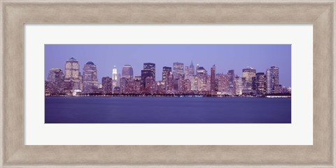 Framed Skyscrapers lit up in Manhattan, New York City Print